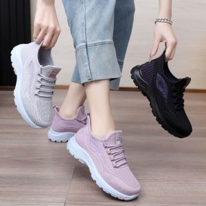 Women's Fly-Knit Walking Shoes – Lightweight Breathable Comfortable Sports & Casual Sneakers for Spring
