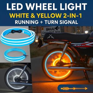 Universal Bike LED Strip Light Yellow & White Waterproof Dual Color Motorcycle DRL Turn Signal