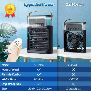 Portable Mini Air Cooler with Remote Control Black – Compact Personal Cooling Fan