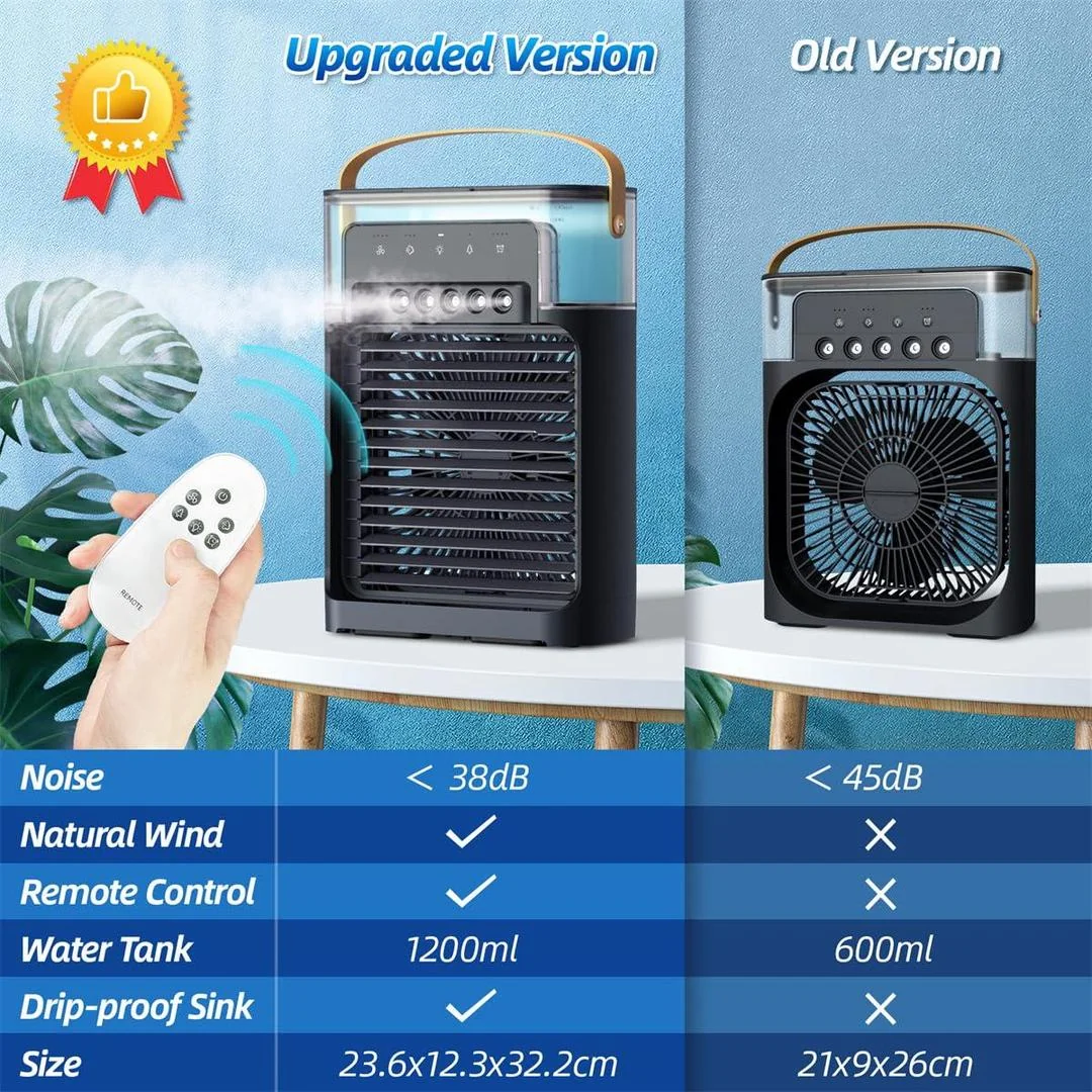 Portable Mini Air Cooler with Remote Control Black – Compact Personal Cooling Fan