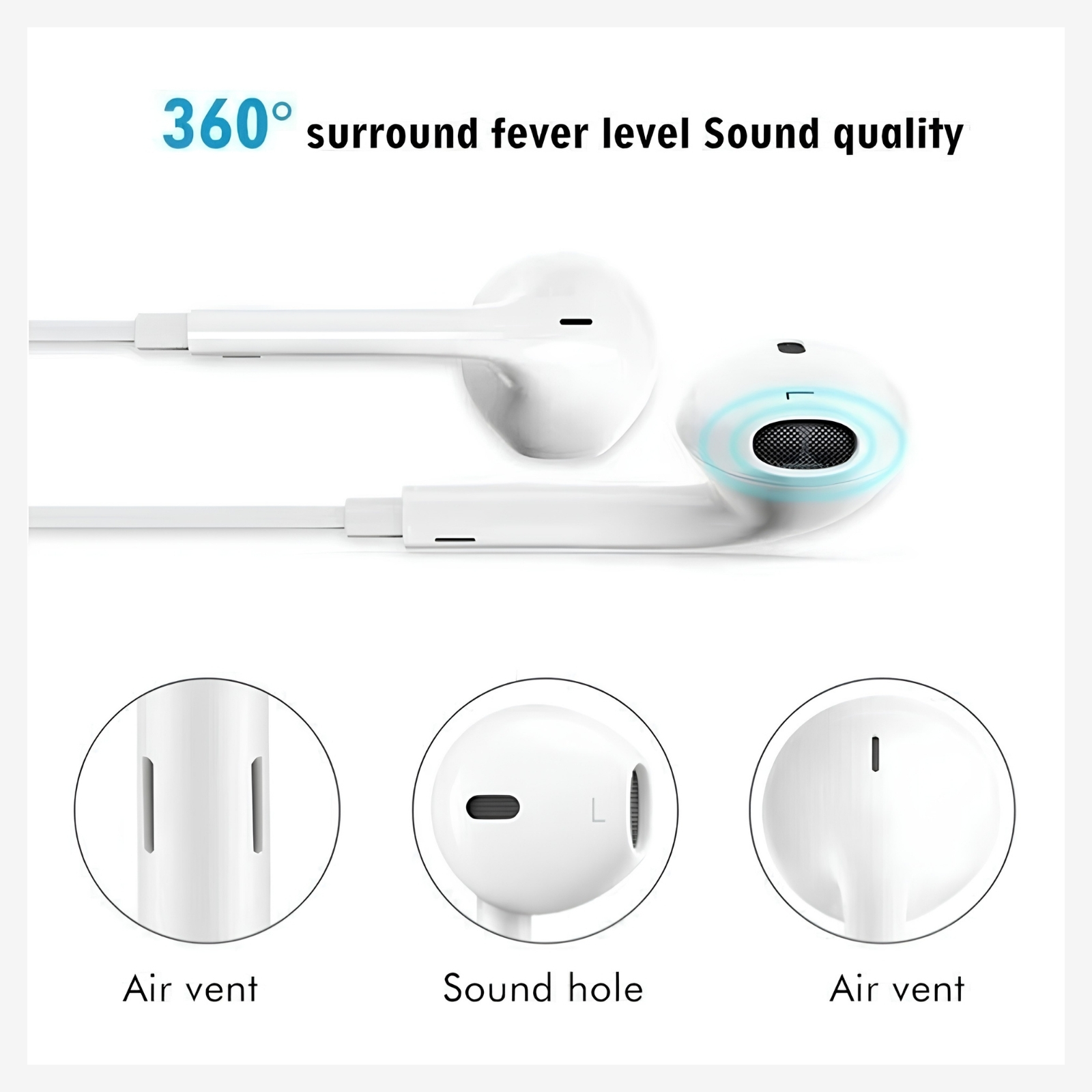 Premium Wired Earphones - In Line Control Crystal Clear Sound for iPhone | iMi Mart - Image 5